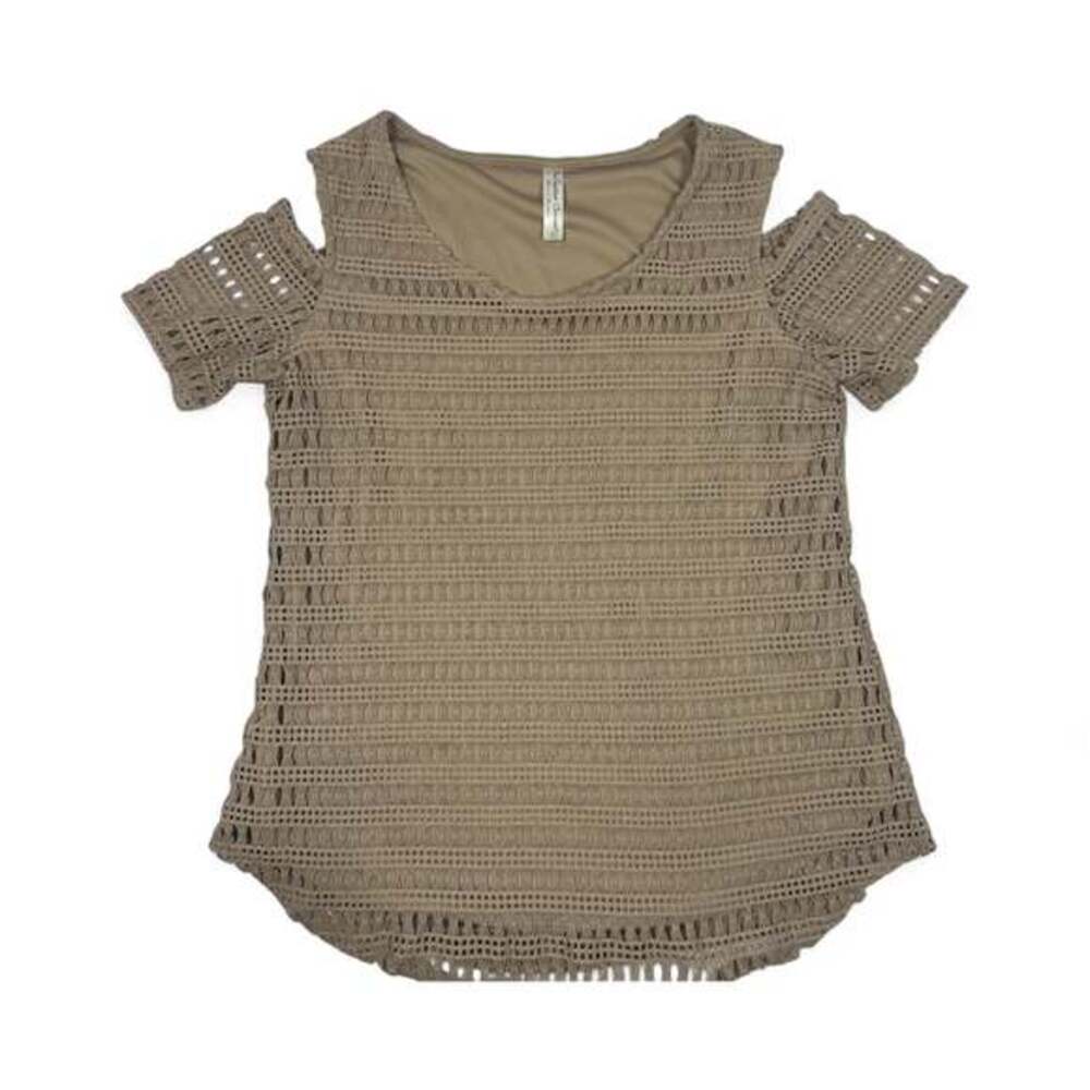 PerSeption Concept Crochet Cold Shoulder Top Blouse Size Small - Picture 1 of 5